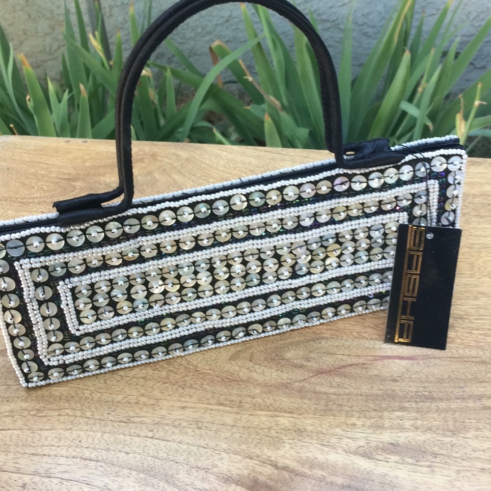 Sasha Fancy Glam Handbag NYC Shell Beaded Sequin Embellished Evening Purse NWT